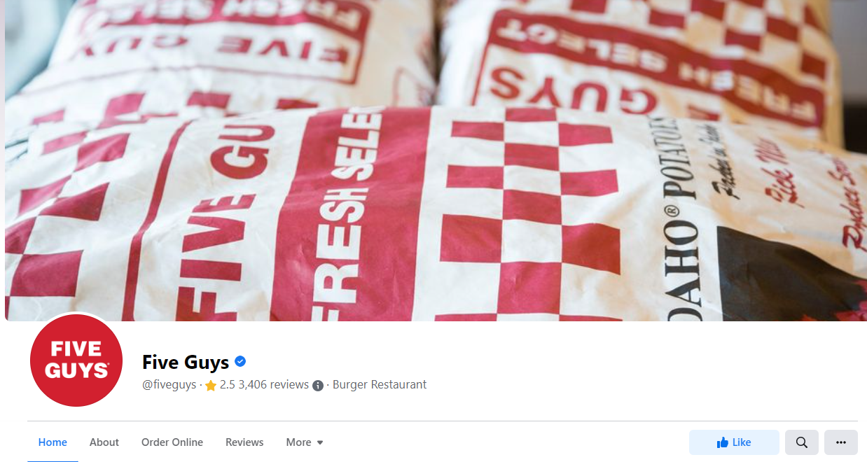 5 Guys Facebook page